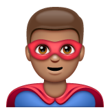 How Man Superhero: Medium Skin Tone emoji looks on Whatsapp.