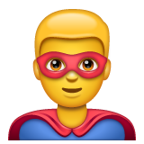 Hoe Mannelijke superheld emoji eruit ziet op Whatsapp.