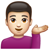 Como o emoji do Homem com a palma virada para cima: pele clara é exibido no Whatsapp.