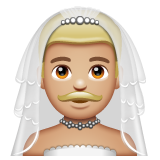 A quoi ressemblent les emoji Homme avec voile: peau moyennement claire sur Whatsapp.