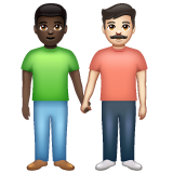 How Men Holding Hands: Dark Skin Tone, Light Skin Tone emoji looks on Whatsapp.