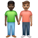 How Men Holding Hands: Dark Skin Tone, Medium Skin Tone emoji looks on Whatsapp.