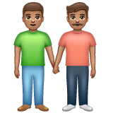 Como o emoji do Dois homens de mãos dadas: pele morena é exibido no Whatsapp.