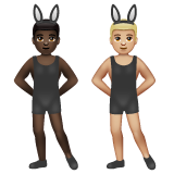 A quoi ressemblent les emoji Hommes avec des oreilles de lapin : peau foncée et peau moyennement claire sur Whatsapp.