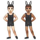 A quoi ressemblent les emoji Hommes avec des oreilles de lapin : peau claire et peau légèrement mate sur Whatsapp.