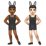 A quoi ressemblent les emoji Hommes avec des oreilles de lapin : peau mate et peau claire sur Whatsapp.