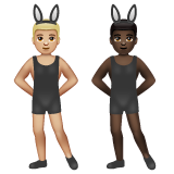 A quoi ressemblent les emoji Hommes avec des oreilles de lapin : peau moyennement claire et peau foncée sur Whatsapp.
