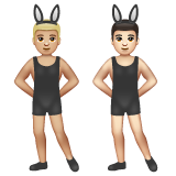 A quoi ressemblent les emoji Hommes avec des oreilles de lapin : peau moyennement claire et peau claire sur Whatsapp.