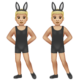 A quoi ressemblent les emoji Hommes avec des oreilles de lapin : peau moyennement claire sur Whatsapp.