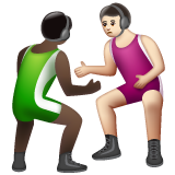 Whatsapp에서레슬링하는 남자: 검은색 피부 하얀 피부그림 이모티콘이 어떻게 보이는지.
