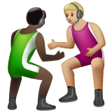 Whatsapp에서레슬링하는 남자: 검은색 피부 연한 갈색 피부그림 이모티콘이 어떻게 보이는지.