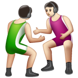A quoi ressemblent les emoji Lutteurs : peau claire sur Whatsapp.