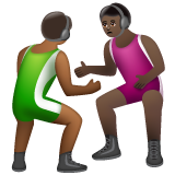 A quoi ressemblent les emoji Lutteurs : peau mate et peau foncée sur Whatsapp.