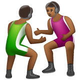 A quoi ressemblent les emoji Lutteurs : peau mate sur Whatsapp.