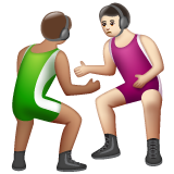 Whatsapp에서레슬링하는 남자: 갈색 피부 하얀 피부그림 이모티콘이 어떻게 보이는지.