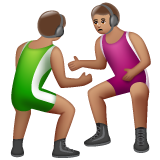 Whatsapp에서레슬링하는 남자: 갈색 피부그림 이모티콘이 어떻게 보이는지.
