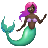 Bagaimana Mermaid: Dark Skin Tone emoji terlihat di Whatsapp.