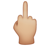 How Middle Finger: Medium-Light Skin Tone emoji looks on Whatsapp.