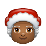 Bagaimana Mrs. Claus: Medium-Dark Skin Tone emoji terlihat di Whatsapp.