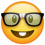 How Nerd Face emoji looks on Whatsapp.