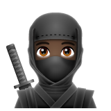 How Ninja: Dark Skin Tone emoji looks on Whatsapp.