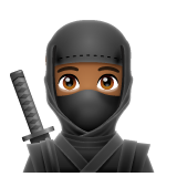 Hoe Ninja: donkergetinte huidskleur emoji eruit ziet op Whatsapp.