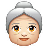 Hvordan Eldre kvinne: hudtype 1–2 emoji ser ut på Whatsapp.