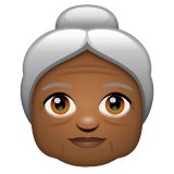 Hvordan Eldre kvinne: hudtype 5 emoji ser ut på Whatsapp.