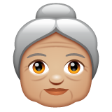 Bagaimana Old Woman: Medium-Light Skin Tone emoji terlihat di Whatsapp.