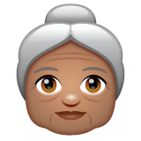 Hoe Oude vrouw: getinte huidskleur emoji eruit ziet op Whatsapp.