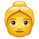 Hoe Oude vrouw emoji eruit ziet op Whatsapp.