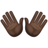 How Open Hands: Dark Skin Tone emoji looks on Whatsapp.