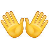 Hvordan Åpne hender emoji ser ut på Whatsapp.