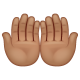 Come Mani unite in alto: carnagione olivastra emoji appare su Whatsapp.