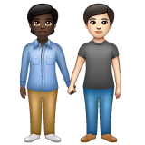 How People Holding Hands: Dark Skin Tone, Light Skin Tone emoji looks on Whatsapp.