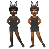 A quoi ressemblent les emoji Personnes avec des oreilles de lapin : peau foncée et peau mate sur Whatsapp.
