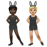 A quoi ressemblent les emoji Personnes avec des oreilles de lapin : peau foncée et peau moyennement claire sur Whatsapp.