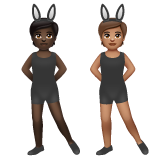 A quoi ressemblent les emoji Personnes avec des oreilles de lapin : peau foncée et peau légèrement mate sur Whatsapp.