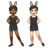 A quoi ressemblent les emoji Personnes avec des oreilles de lapin : peau mate et peau claire sur Whatsapp.