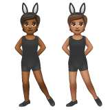 A quoi ressemblent les emoji Personnes avec des oreilles de lapin : peau mate et peau légèrement mate sur Whatsapp.
