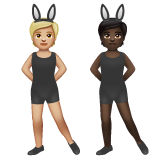 A quoi ressemblent les emoji Personnes avec des oreilles de lapin : peau moyennement claire et peau foncée sur Whatsapp.