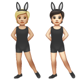 A quoi ressemblent les emoji Personnes avec des oreilles de lapin : peau moyennement claire et peau claire sur Whatsapp.