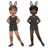 A quoi ressemblent les emoji Personnes avec des oreilles de lapin : peau légèrement mate et peau foncée sur Whatsapp.