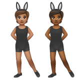 A quoi ressemblent les emoji Personnes avec des oreilles de lapin : peau légèrement mate et peau mate sur Whatsapp.
