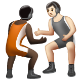 Whatsapp에서레슬링하는 사람: 검은색 피부 하얀 피부그림 이모티콘이 어떻게 보이는지.