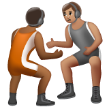 A quoi ressemblent les emoji Personnes faisant de la lutte : peau mate et peau légèrement mate sur Whatsapp.