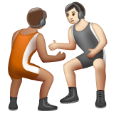 A quoi ressemblent les emoji Personnes faisant de la lutte : peau légèrement mate et peau claire sur Whatsapp.