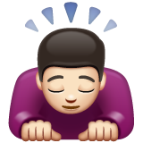 Bagaimana Person Bowing: Light Skin Tone emoji terlihat di Whatsapp.