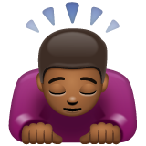 How Person Bowing: Medium-Dark Skin Tone emoji looks on Whatsapp.