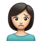 Bagaimana Person Frowning: Light Skin Tone emoji terlihat di Whatsapp.